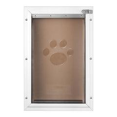Pet Door, 21 x 30.3 cm Aluminum Frame with Lock and Flap System, Weatherproof Doggy Door, Easy to Install in Interior or Exterior Doors, Pet Door Suitable for Cat Doggie Kitties (White-Small)