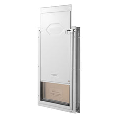 Pet Door, 21 x 30.3 cm Aluminum Frame with Lock and Flap System, Weatherproof Doggy Door, Easy to Install in Interior or Exterior Doors, Pet Door Suitable for Cat Doggie Kitties (White-Small)