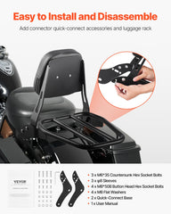 Motorcycle Backrest Sissy Bar with Luggage Rack for Honda Rebel 2017-2022