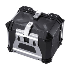 Motorcycle Top Case, Universal Aluminum Alloy Motorbike Tail Box with Leather Lining, 45L Waterproof Detachable Motorcycle Top Box with Lock & Back Cushion, Fit for 99% of Motorcycle Frames