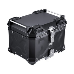 Motorcycle Top Case, Universal Aluminum Alloy Motorbike Tail Box with Leather Lining, 45L Waterproof Detachable Motorcycle Top Box with Lock & Back Cushion, Fit for 99% of Motorcycle Frames