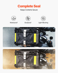 Motorcycle Top Case, Universal Aluminum Alloy Motorbike Tail Box with Leather Lining, 45L Waterproof Detachable Motorcycle Top Box with Lock & Back Cushion, Fit for 99% of Motorcycle Frames