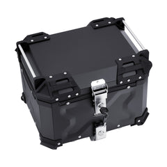 Motorcycle Top Case, Universal Aluminum Alloy Motorbike Tail Box with Leather Lining, 45L Waterproof Detachable Motorcycle Top Box with Lock & Back Cushion, Fit for 99% of Motorcycle Frames
