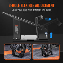 Motorcycle Wheel Chock, 816.5 kg Capacity Wheel Cradle Holder, Heavy-duty Steel Motorcycle Front Wheel Stand with 3 Adjustable Holes, For 381-533.4 mm Off-Road Motorcycles, Standard Motorcycles