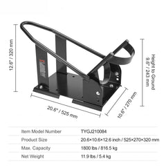 Motorcycle Wheel Chock, 816.5 kg Capacity Wheel Cradle Holder, Heavy-duty Steel Motorcycle Front Wheel Stand with 3 Adjustable Holes, For 381-533.4 mm Off-Road Motorcycles, Standard Motorcycles