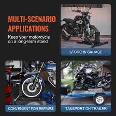 Motorcycle Wheel Chock Upright, 816.5 kg Capacity, Heavy-duty Steel Motorcycle Front Wheel Stand with 6 Adjustable Holes, For 381-558.8 mm Off-Road Motorcycles, Standard Motorcycles