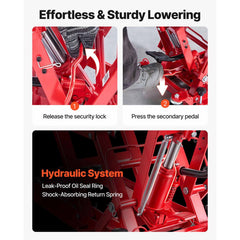 Hydraulic Motorcycle Lift Jack, 680 kg Capacity, ATV Lift Jack Portable Motorcycle Hoist Stand with 4 Wheels, 115-385 mm Height Range, Hydraulic Foot-Operated Hoist Stand for ATVs, Dirt Bikes
