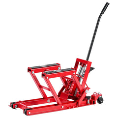 Hydraulic Motorcycle Lift Jack, 680 kg Capacity, ATV Lift Jack Portable Motorcycle Hoist Stand with 4 Wheels, 115-385 mm Height Range, Hydraulic Foot-Operated Hoist Stand for ATVs, Dirt Bikes