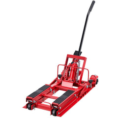 Hydraulic Motorcycle Lift Jack, 680 kg Capacity, ATV Lift Jack Portable Motorcycle Hoist Stand with 4 Wheels, 115-385 mm Height Range, Hydraulic Foot-Operated Hoist Stand for ATVs, Dirt Bikes