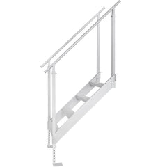 Dock Ladder 4 Step, Dock Stairs 30''-38'' Adjustable Height, 227 kgs Load Capacity, Aluminum Pontoon Boat Ladder with Dual Handrails & Nonslip Mat for Ship/Lake/Pool/Marine Boarding