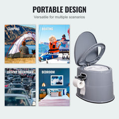 Portable Toilet for Camping, Porta Potty with 5L Detachable Inner Bucket & Removable Paper Holder, Commode with Dual Lids, Travel Toilet for Adults Kids Outdoor Camping Car Long Road Trips