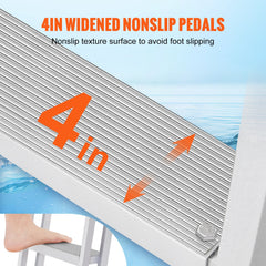 Dock Ladder, Removable 3 Steps, 159 kg Load Capacity, Aluminum Alloy Pontoon Boat Ladder with 101.6 mm Wide Step & Nonslip Rubber Mat, Easy to Install for Ship/Lake/Pool/Marine Boarding