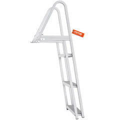Dock Ladder, Removable 3 Steps, 159 kg Load Capacity, Aluminum Alloy Pontoon Boat Ladder with 101.6 mm Wide Step & Nonslip Rubber Mat, Easy to Install for Ship/Lake/Pool/Marine Boarding