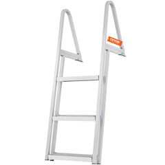 Dock Ladder, Removable 3 Steps, 159 kg Load Capacity, Aluminum Alloy Pontoon Boat Ladder with 101.6 mm Wide Step & Nonslip Rubber Mat, Easy to Install for Ship/Lake/Pool/Marine Boarding