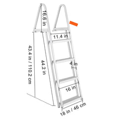 Dock Ladder, Removable 4 Steps, 350 lbs Load Capacity, Aluminum Alloy Pontoon Boat Ladder with 4'' Wide Step & Nonslip Mat, Easy to Install for Ship/Lake/Pool/Marine Boarding