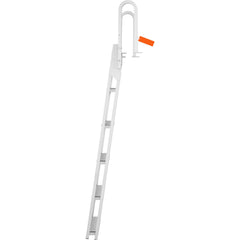 Dock Ladder Flip Up 5 Steps, 350lbs Load Capacity, Aluminum Pontoon Boat Ladder with 4" Wide Step & Nonslip Rubber Mat,Swimm Step Ladder for Ship/Lake/Pool/Marine Boarding