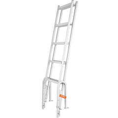 Dock Ladder Flip Up 5 Steps, 350lbs Load Capacity, Aluminum Pontoon Boat Ladder with 4" Wide Step & Nonslip Rubber Mat,Swimm Step Ladder for Ship/Lake/Pool/Marine Boarding