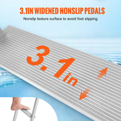 Dock Ladder, Removable 3 Steps, 227 kg Load Capacity, Aluminum Alloy Pontoon Boat Ladder with 7.9 cm Wide Step & Nonslip Rubber Mat, Easy to Install for Ship/Lake/Pool/Marine Boarding