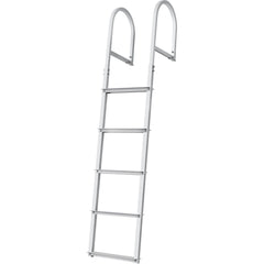 Dock Ladder, Removable 5 Steps, 227 kgs Load Capacity, Aluminum Alloy Pontoon Boat Ladder with 3.1'' Wide Step & Nonslip Rubber Mat, Easy to Install for Ship/Lake/Pool/Marine Boarding