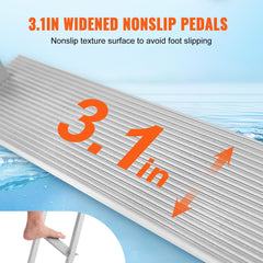 Dock Ladder, Removable 5 Steps, 227 kgs Load Capacity, Aluminum Alloy Pontoon Boat Ladder with 3.1'' Wide Step & Nonslip Rubber Mat, Easy to Install for Ship/Lake/Pool/Marine Boarding