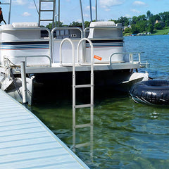 Dock Ladder, Removable 5 Steps, 227 kgs Load Capacity, Aluminum Alloy Pontoon Boat Ladder with 3.1'' Wide Step & Nonslip Rubber Mat, Easy to Install for Ship/Lake/Pool/Marine Boarding