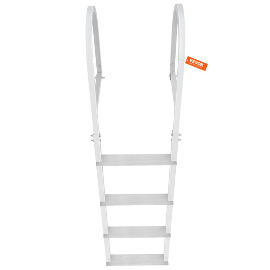 Dock Ladder, Removable 4 Steps, 500 lbs Load Capacity, Aluminum Alloy Pontoon Boat Ladder with 3.1'' Wide Step & Nonslip Rubber Mat, Easy to Install for Ship/Lake/Pool/Marine Boarding