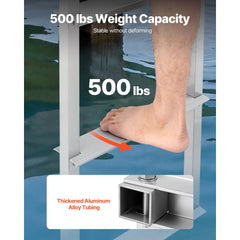 Removable Dock Ladder, 4 Steps, Aluminum Alloy Pontoon Boat Swim Ladder, with Non-Slip Wide Steps, 227 kg Weight Capacity, Quick Release Design, for Lake Swimming, Pool, Boat, Marine Boarding