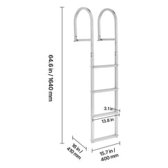 Removable Dock Ladder, 4 Steps, Aluminum Alloy Pontoon Boat Swim Ladder, with Non-Slip Wide Steps, 227 kg Weight Capacity, Quick Release Design, for Lake Swimming, Pool, Boat, Marine Boarding