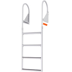 Dock Ladder, Flip-Up 4 Steps, 159 kg Load Capacity, Aluminum Alloy Pontoon Boat Ladder with 50.8 mm Wide Step & Nonslip Rubber Mat, Easy to Install for Ship/Lake/Pool/Marine Boarding