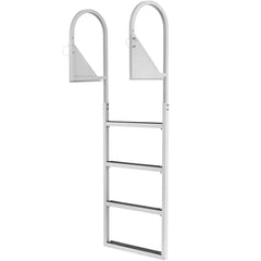 Dock Ladder, Flip-Up 4 Steps, 159 kg Load Capacity, Aluminum Alloy Pontoon Boat Ladder with 50.8 mm Wide Step & Nonslip Rubber Mat, Easy to Install for Ship/Lake/Pool/Marine Boarding