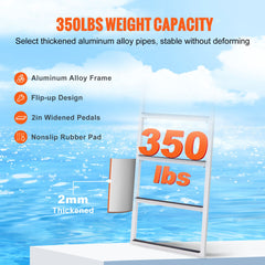 Dock Ladder, Flip-Up 4 Steps, 159 kg Load Capacity, Aluminum Alloy Pontoon Boat Ladder with 50.8 mm Wide Step & Nonslip Rubber Mat, Easy to Install for Ship/Lake/Pool/Marine Boarding
