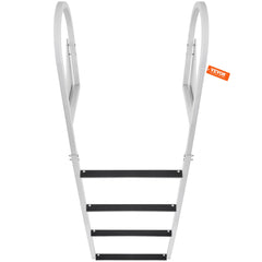 Dock Ladder, Flip-Up 4 Steps, 159 kg Load Capacity, Aluminum Alloy Pontoon Boat Ladder with 50.8 mm Wide Step & Nonslip Rubber Mat, Easy to Install for Ship/Lake/Pool/Marine Boarding