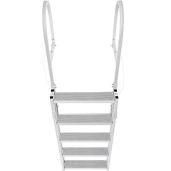 Dock Ladder, Retractable 5 Steps, 350 lbs Load Capacity, Aluminum Alloy Pontoon Boat Ladder with 66.9''-78.9'' Adjustable Height, 4'' Wide Step & Mat, for Ship/Lake/Pool/Marine Boarding