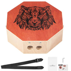 Unique Cajon Box Drum, with Internal Guitar Strings, Portable Wooden Percussion Box, Birch Wood Drum Musical Instrument with Adjustable Strap, for Beginners & Professionals, 295 x 295 x 100 mm