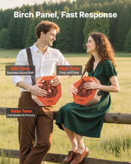 Unique Cajon Box Drum, with Internal Guitar Strings, Portable Wooden Percussion Box, Birch Wood Drum Musical Instrument with Adjustable Strap, for Beginners & Professionals, 295 x 295 x 100 mm