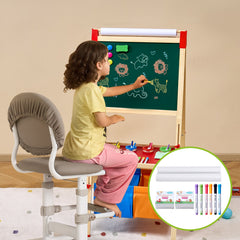 Easel Accessory Set Chalk & Markers & Paper Rolls 32PCS for Standing Easel