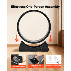 Cat Exercise Wheel, 120 cm Wooden Cat Running Wheel for Indoor Cats up to 12.7 kg, Cats Treadmill with Carpeted Runway & Locking Mechanism, Quiet Kitten Sport Toys for Pets Fitness, Black