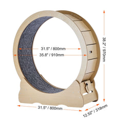 Cat Exercise Wheel, Large Cat Treadmill Wheel for Indoor Cats, 35.8 inch Cat Running Wheel with Detachable Carpet and Cat Teaser for Running/Walking/Training, Suitable for Most Cats