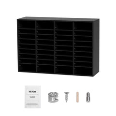Wood Literature Organizer, 36 Compartments, File Sorter with Removable Shelves, Mailboxes Slot for Office Home Classroom Mailrooms Organization, EPA Certified, Black