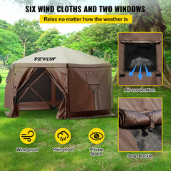 Pop-up Camping Gazebo Camping Canopy Shelter 6 Sided 10' x 10' Sun Shade