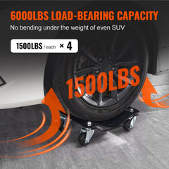 Car Dolly Wheel Tire Dolly 4 PCS Heavy Duty Skate Auto Repair Dolly 6000LB
