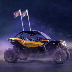 2 PCS 3 FT Whip Light, APP & RF Remote Control Led Whip Light, Waterproof RGB Chasing Lighted Whips with 4 Flags, for UTVs, ATVs, Motorcycles, RZR, Can-am, Trucks, Off-road, Go-karts