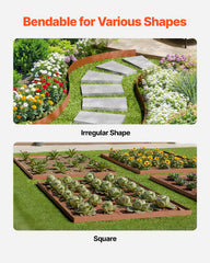 Steel Landscape Edging, 10 Packs 40 x 4.5 in Weather-Resistant & Pre-Rust Metal Landscape Edging, Bendable Garden Edging Border, Heavy Duty Lawn Edging, Flower Bed Yard Pathway Divider