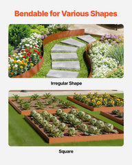 Steel Landscape Edging, 6 Packs 40 x 8 in Weather-Resistant & Pre-Rust Metal Landscape Edging, Bendable Garden Edging Border, Lawn Edging for Flower Bed Yard Pathway Divider