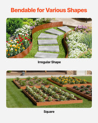 Steel Landscape Edging, 6 Packs 40 x 6 in Weather-Resistant & Pre-Rust Metal Landscape Edging, Bendable Garden Edging Border, Heavy Duty Lawn Edging, Flower Bed Yard Pathway Divider