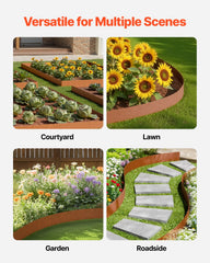 Steel Landscape Edging, 6 Packs 40 x 6 in Weather-Resistant & Pre-Rust Metal Landscape Edging, Bendable Garden Edging Border, Heavy Duty Lawn Edging, Flower Bed Yard Pathway Divider