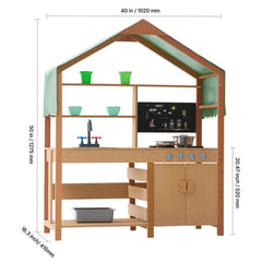 Wooden Mud Kitchen Outdoor Toy Play Kitchen Set for Kids Pretend Playset