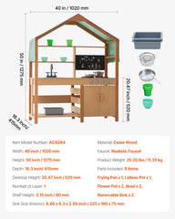 Wooden Mud Kitchen Outdoor Toy Play Kitchen Set for Kids Pretend Playset