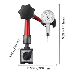 Dial Test Indicator with Universal Magnetic Base and Storage Case, 0.01 mm Accuracy, 0-0.76 mm Range, Micro Ball Handle for Narrow Area Measurement, Industrial Machining & Inspection