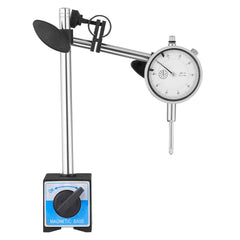 Dial Test Indicator with Dual Rod Stand and Storage Case, 0.03 mm Accuracy, 0-25.4mm Range, Fine Adjustable Long Arm, Non-Magnetic Centering Rods for Machine Set-Up, Narrow Area Measurement